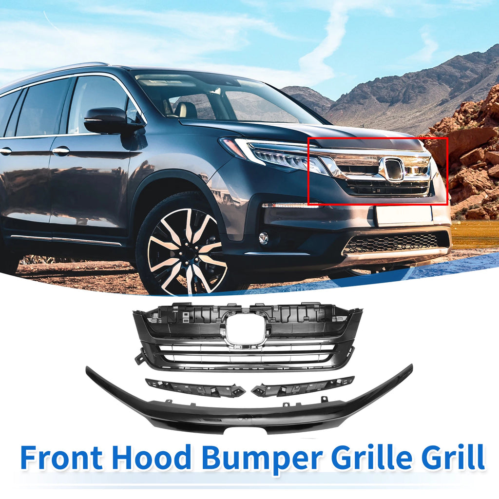 Front Bumper Grille for Honda Pilot (2019–2020) Black