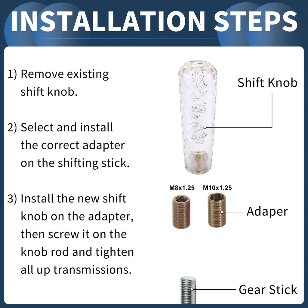 Set of 1 Universal Shift Knob with 2 Adapters for Manual/Automatic Vehicles