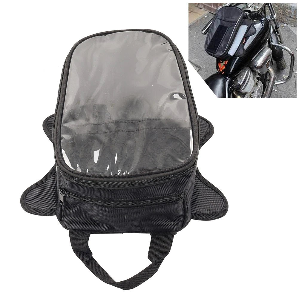 1PC Universal Motorcycle Front Fuel Tank Bag Touchable Navigation Black