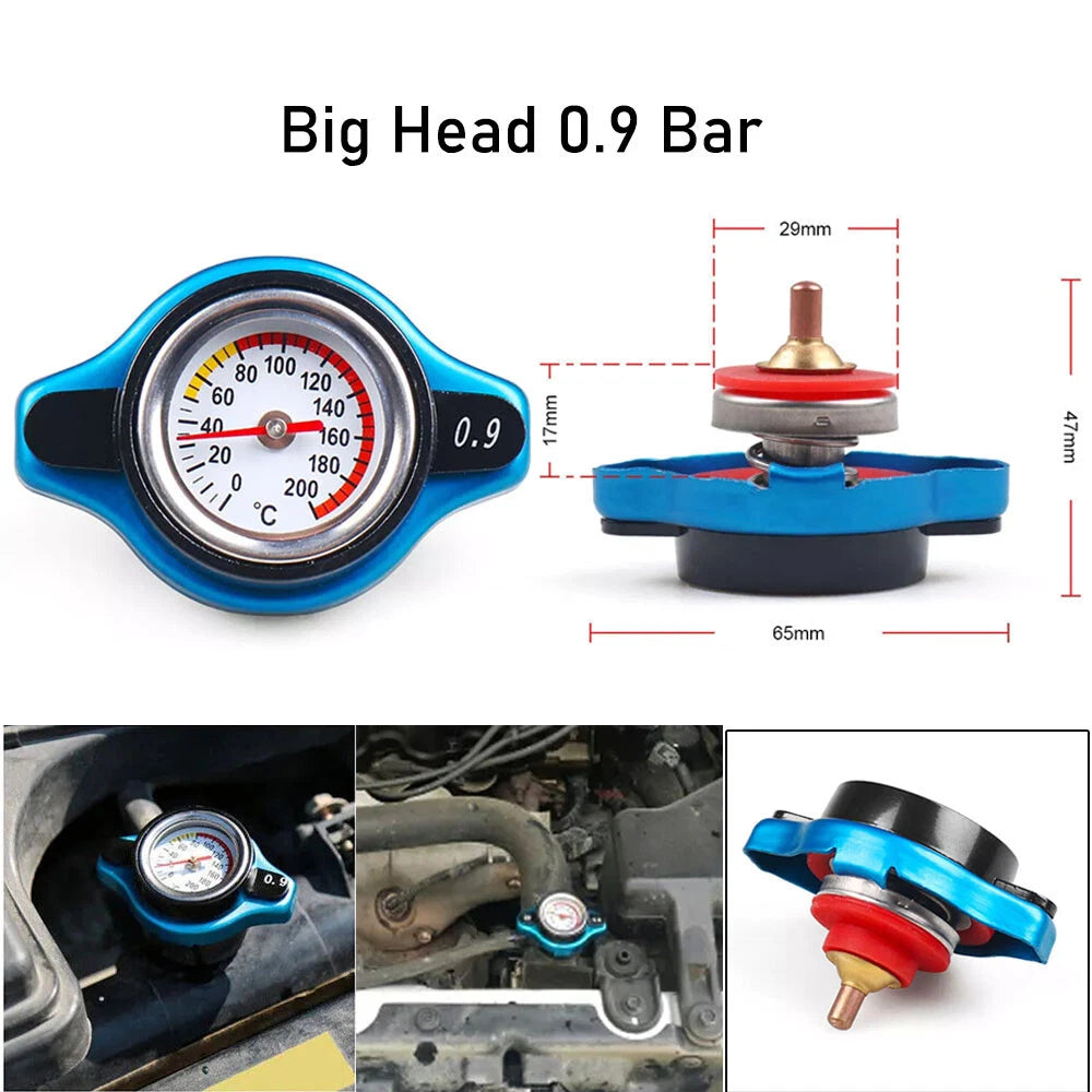 Car Thermostat Radiator Cap with Water Temp Gauge for Universal
