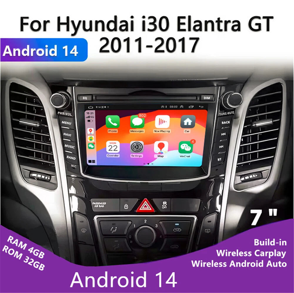 7'' Android Stereo GPS Navigation for Hyundai I30 / Elantra GT (2011–2017)
