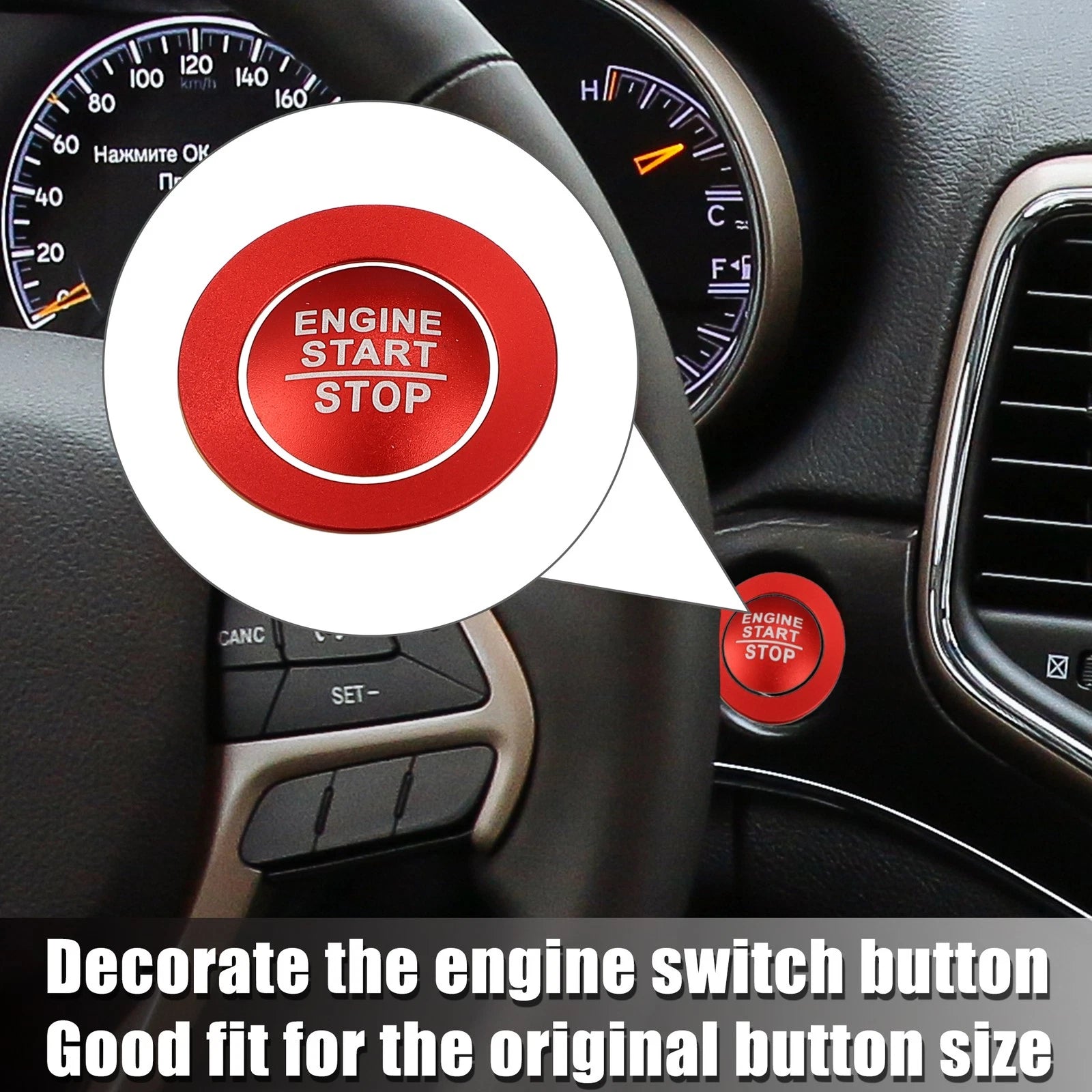 Engine Start Stop Button Cover Trim Kit for Jeep Cherokee (2014–2022)