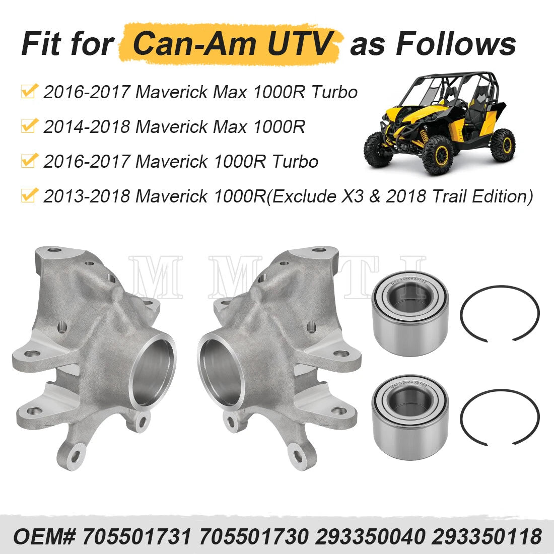Rear Left Right Wheel Knuckle & Bearings Kit for Can-Am Maverick 1000R (2013–2023)