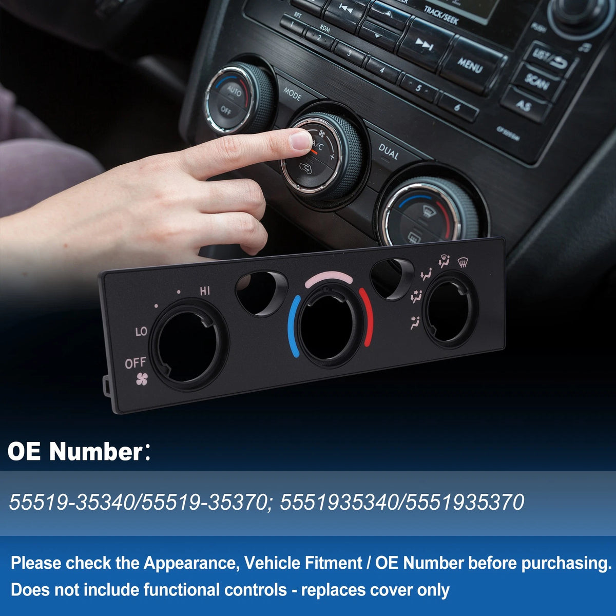 A/C Climate Heater Control Panel Plate for Toyota 4Runner (OE 55519-35340)