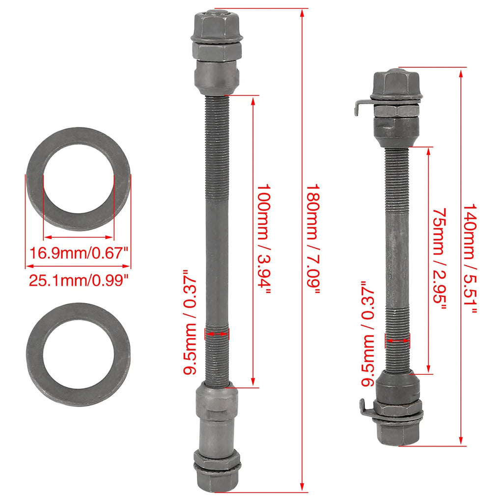 Wheel Hub Axle Front Rear Solid Shaft Replacement for MTB Bicycle (Set)