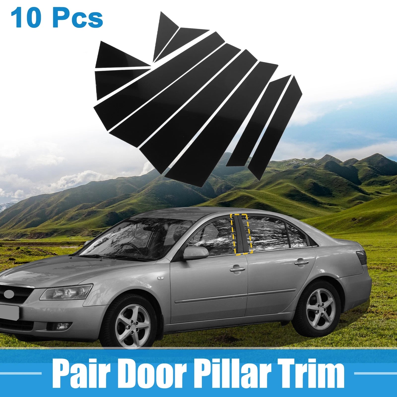 10Pcs Windshield B Pillar Trim Exterior Garnish for Hyundai Sonata (2011–2014)