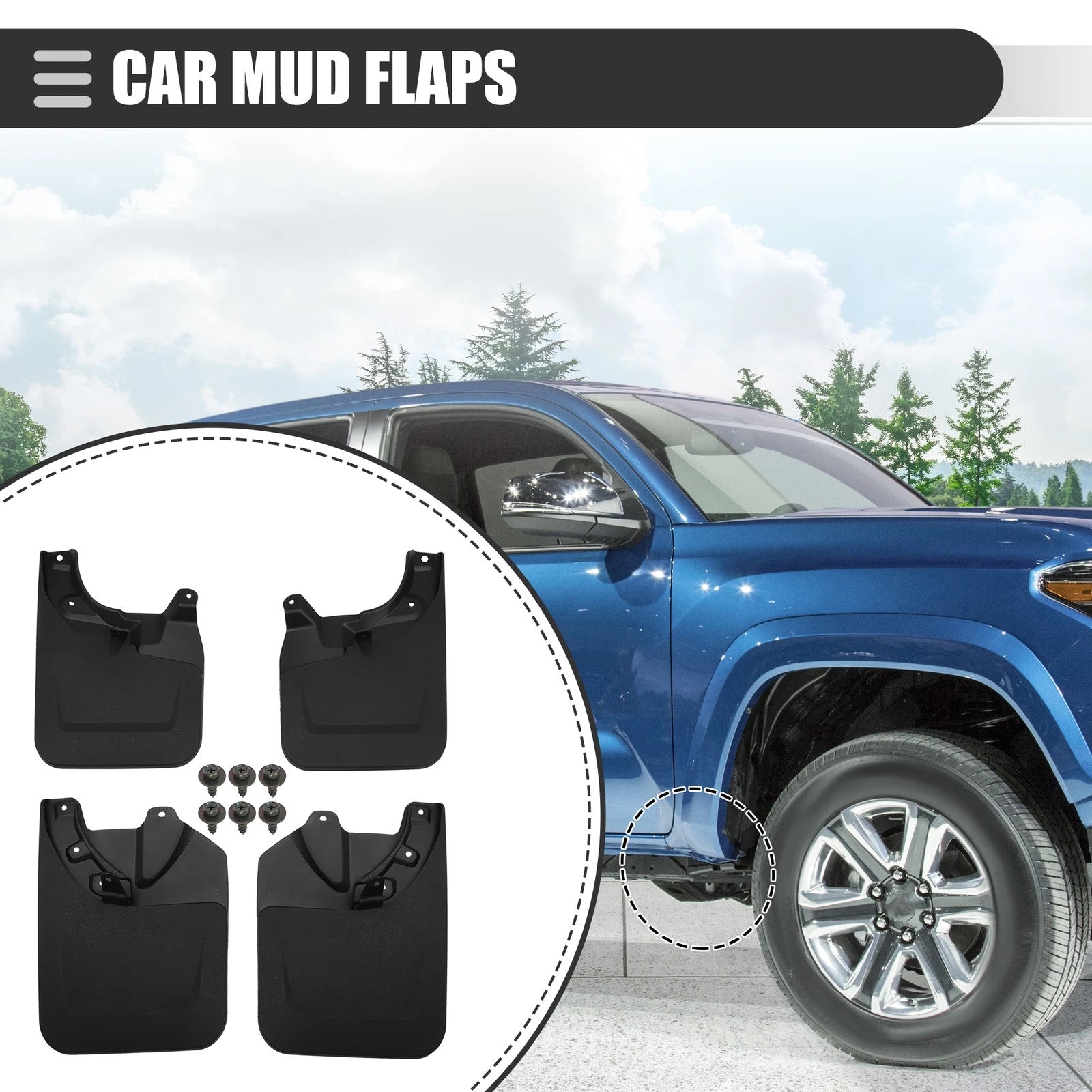 Mud Flaps Splash Guards Screw On Set for Toyota Tacoma (2023–2023)