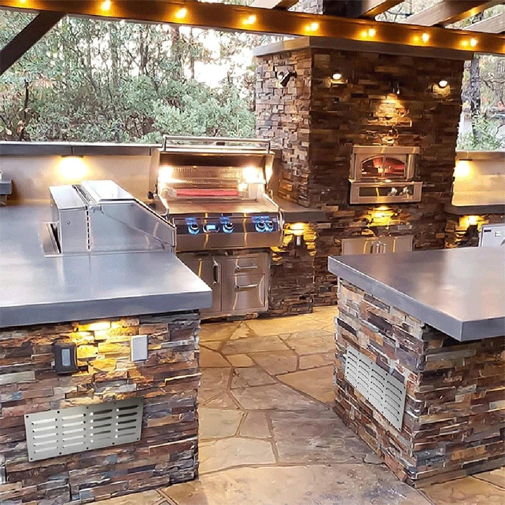 Stainless Steel Grill Vent Panel for Outdoor Kitchen (38 x 16.5 x 0.4cm)