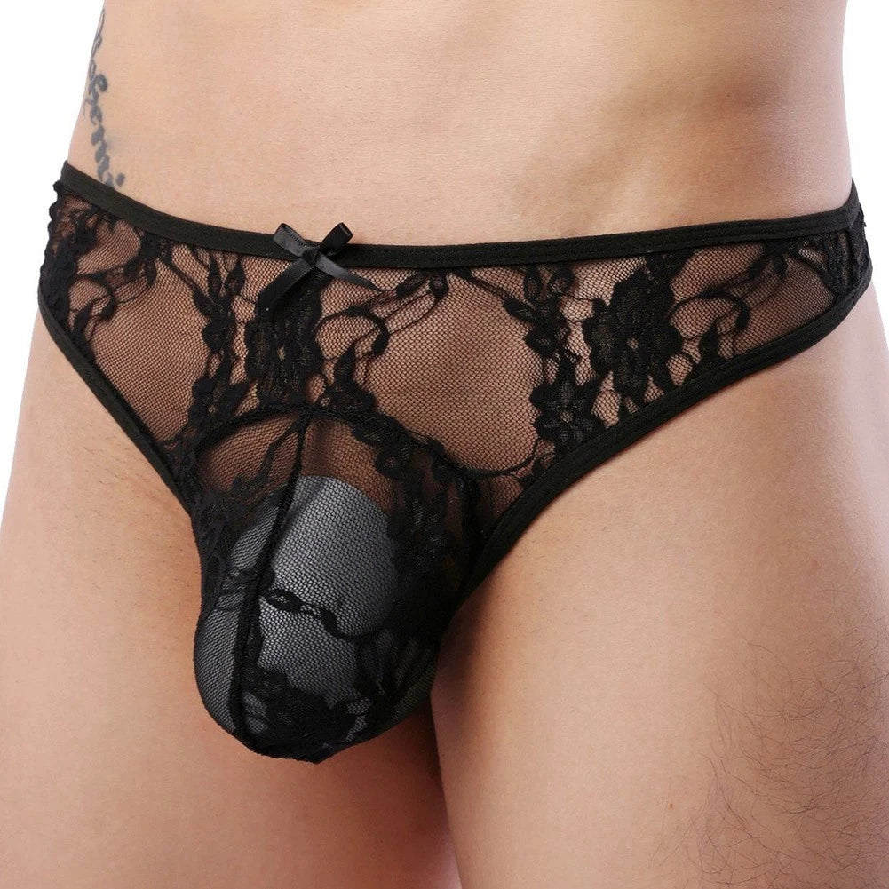 Black T-back lingerie for gifting (95% Nylon)