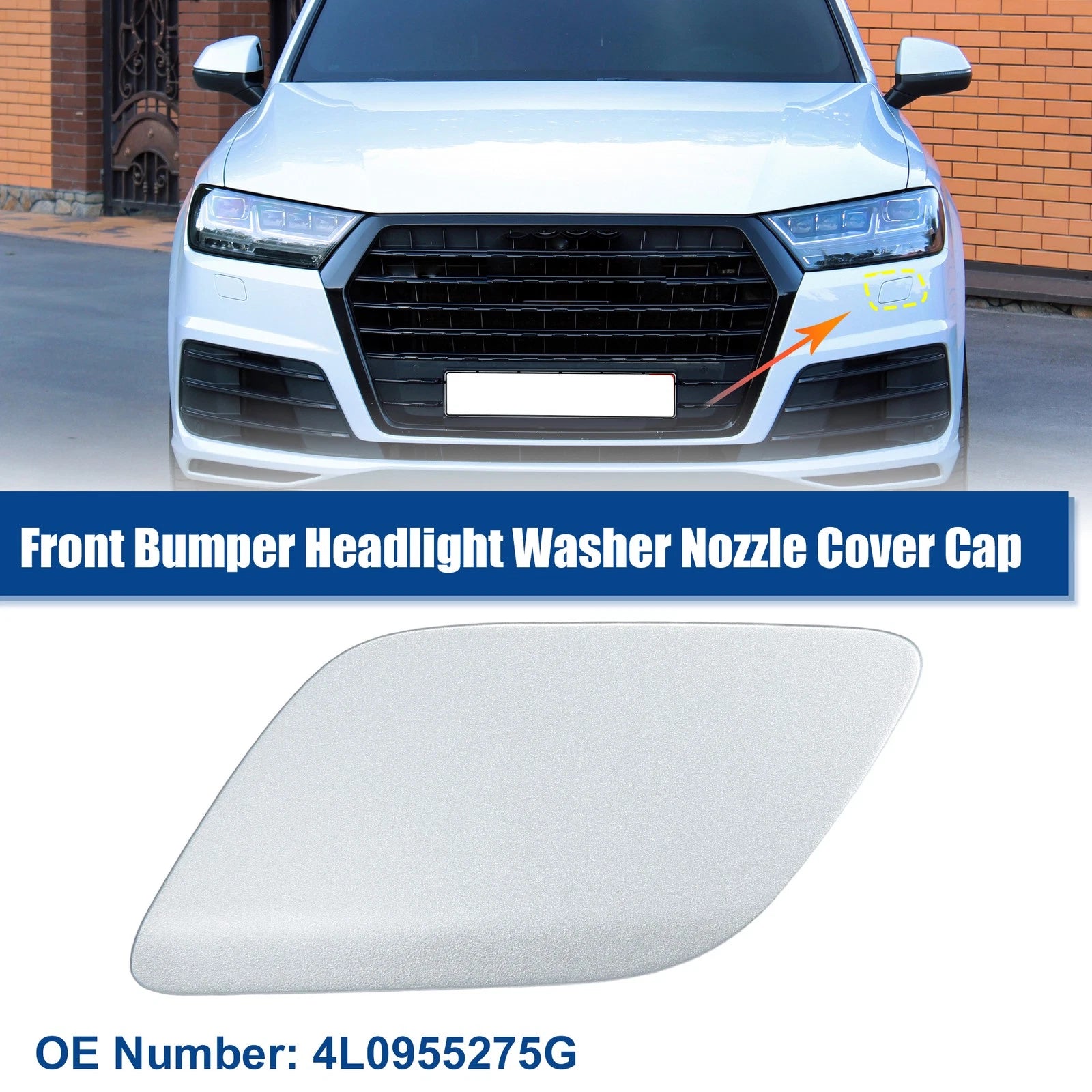 Front Left Driver Headlight Washer Nozzle Cover for Audi Silver Tone (—)