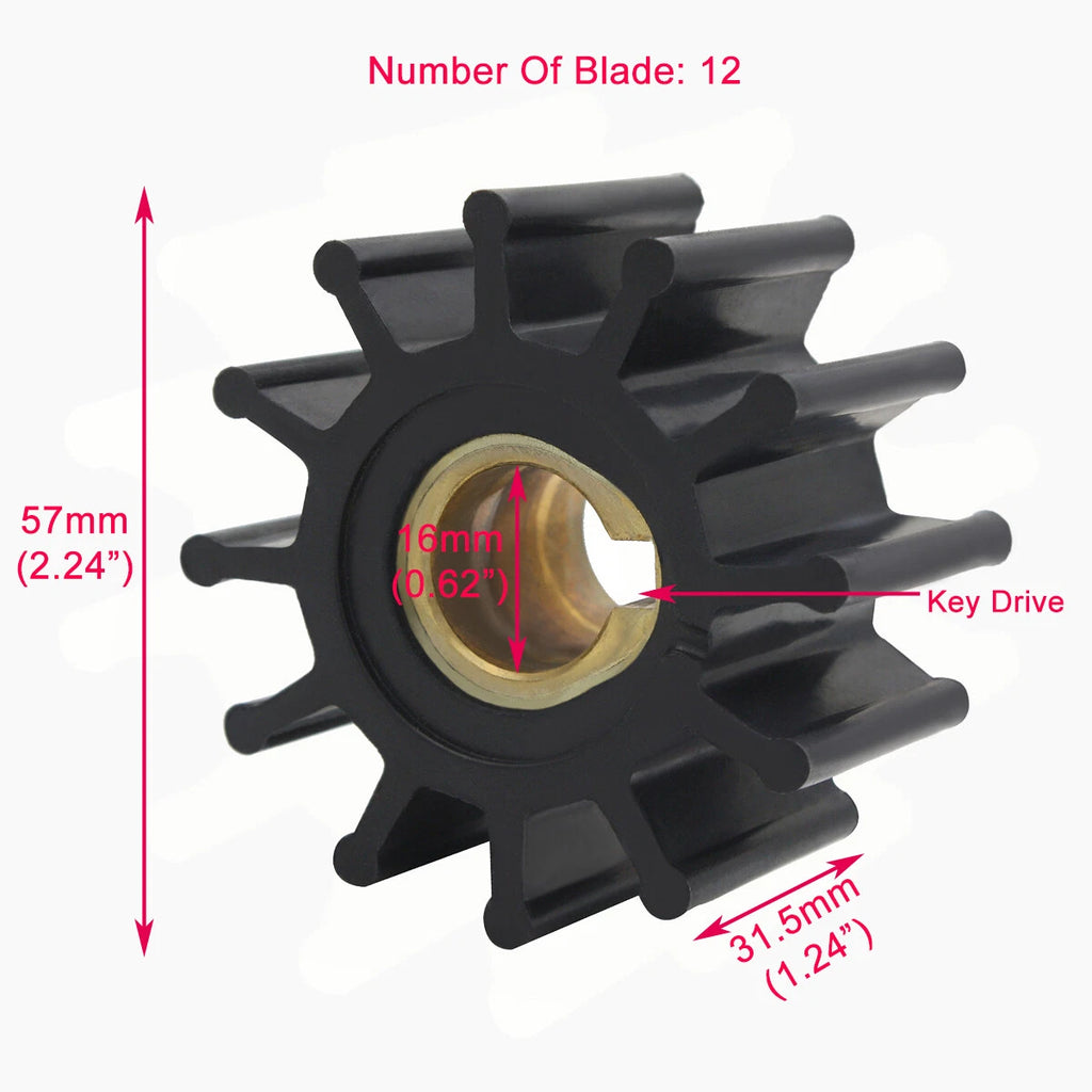 Pump Impeller with O-ring for Oberdorfer 6620, Jabsco 4568-0001-P, CEF 500108