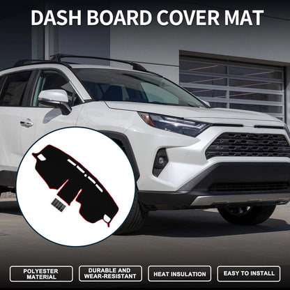 Dashboard Cover Mat for Toyota RAV4 (2019–2024) with Sticker Black Red