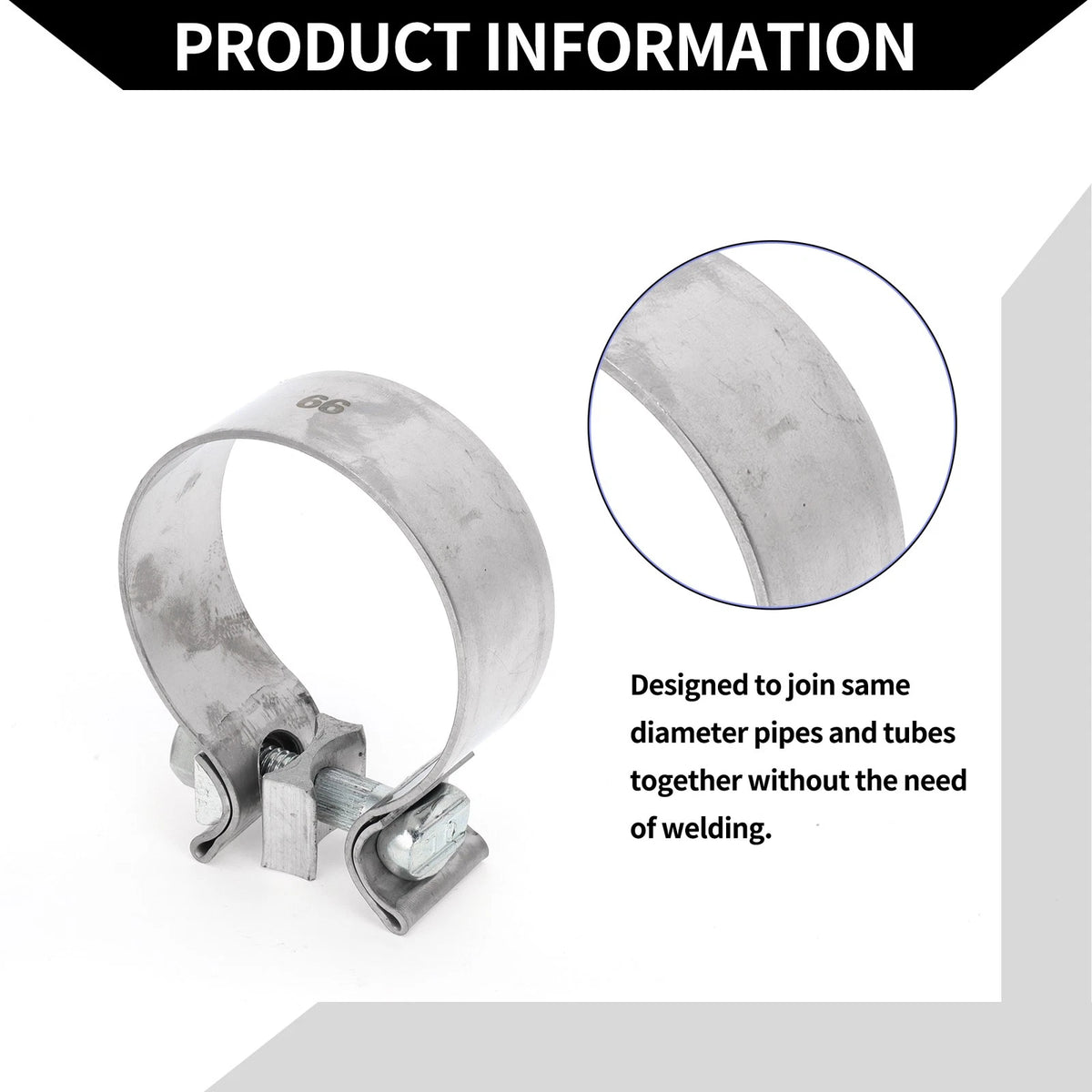 Exhaust Pipe Clamp for Car Stainless Steel 2.60" (30mm)