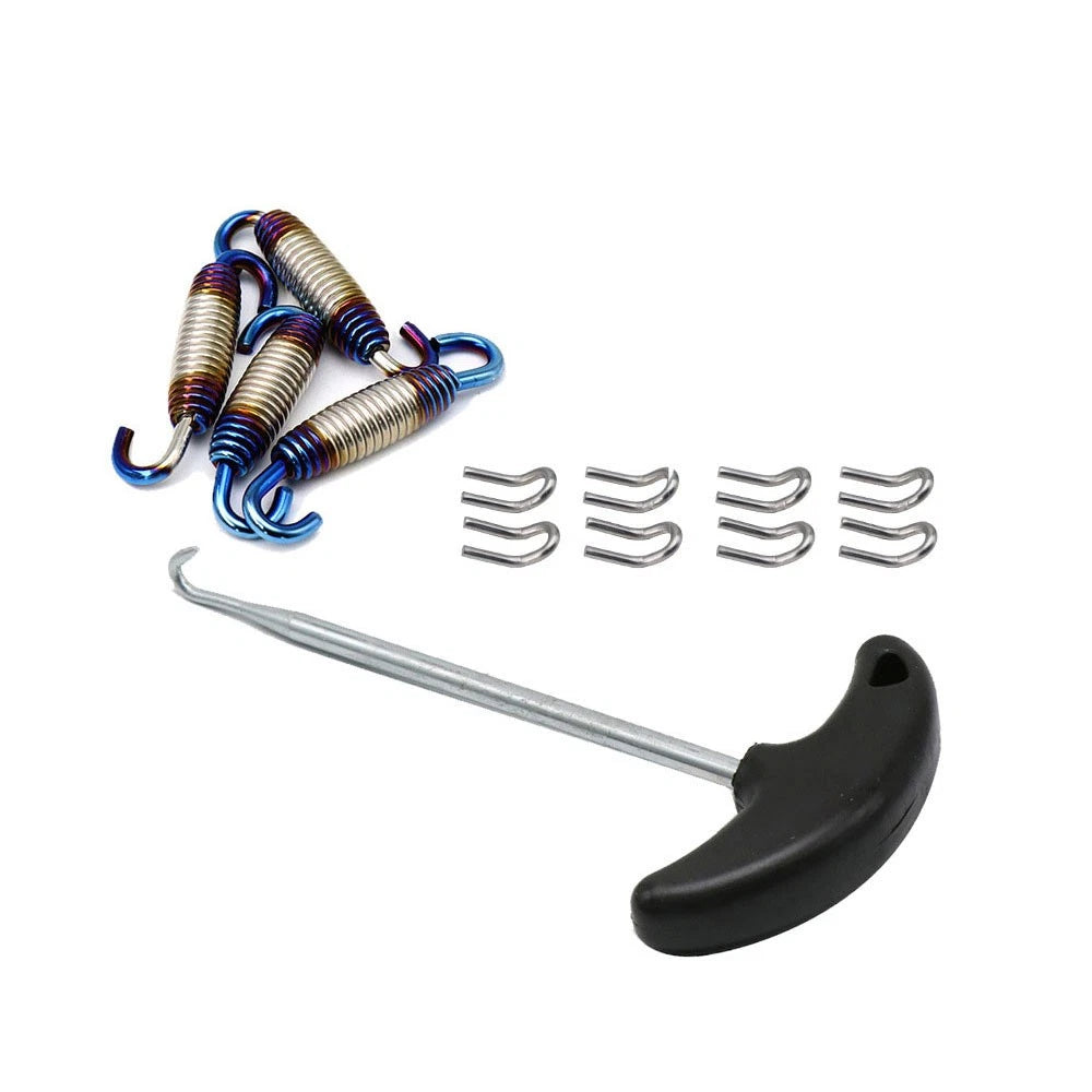 Motorcycle Exhaust Pipe Muffler Mounting Springs Hooks Set Link Stainless