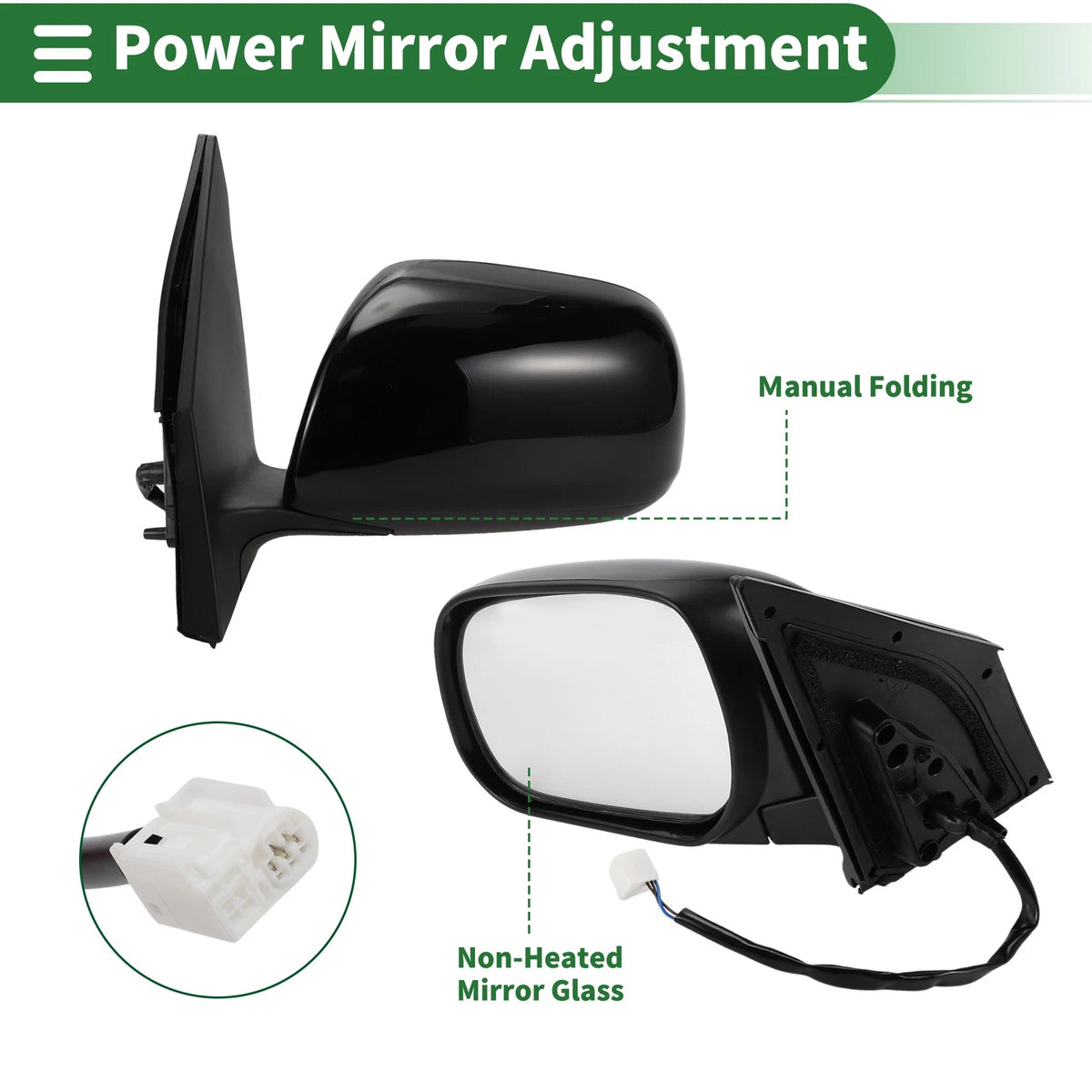 Left Side Door Mirror for Toyota RAV4 (2019–2023) Manual Folding Gloss Black
