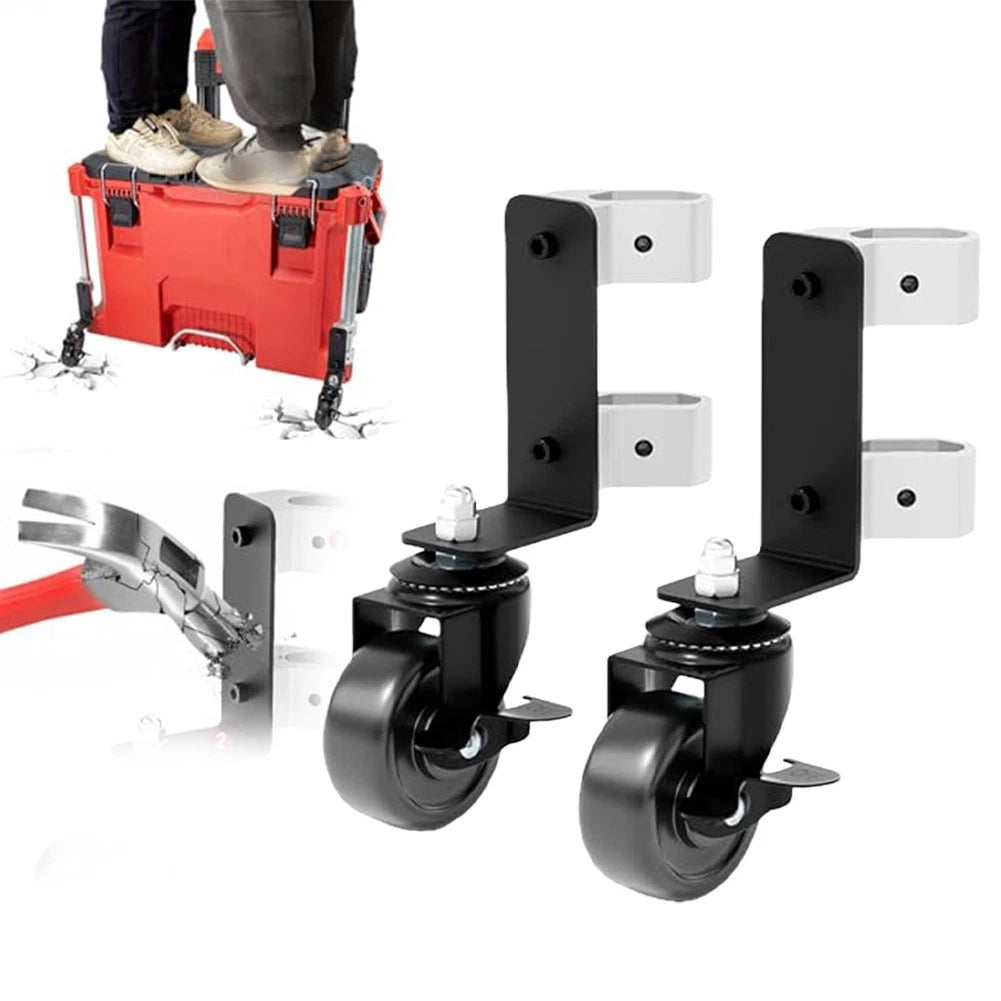 Dual Front Wheels Castors for Packout Toolboxes (360 Degree, Rubber Tread)
