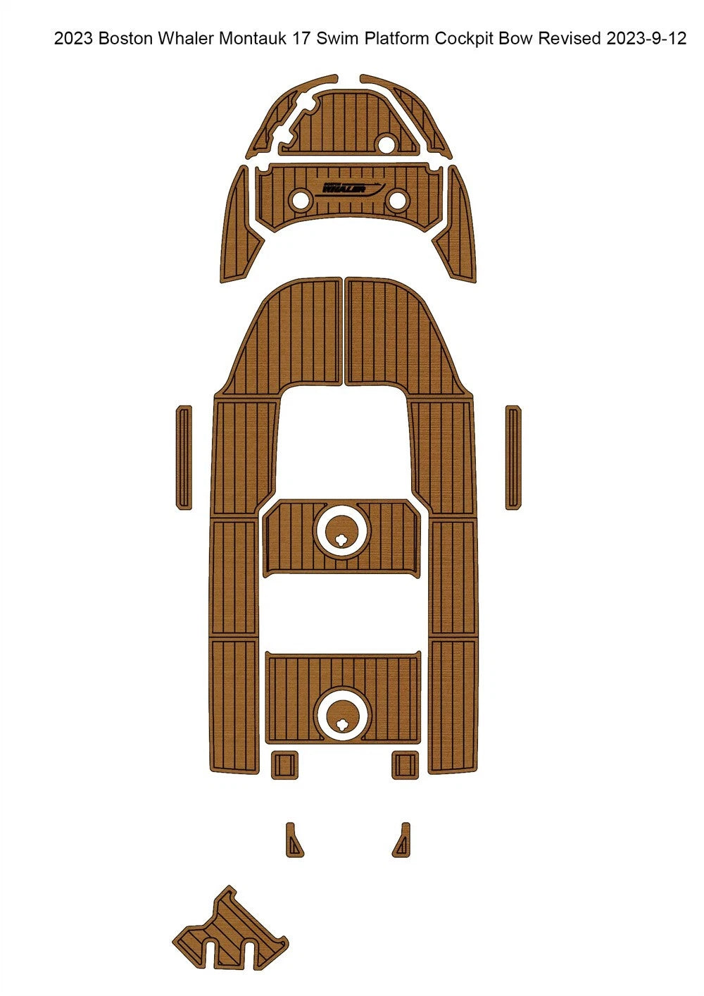 Swim Platform Cockpit Mat for Boston Whaler Montauk 17 (2023) - EVA Teak Floor Pad