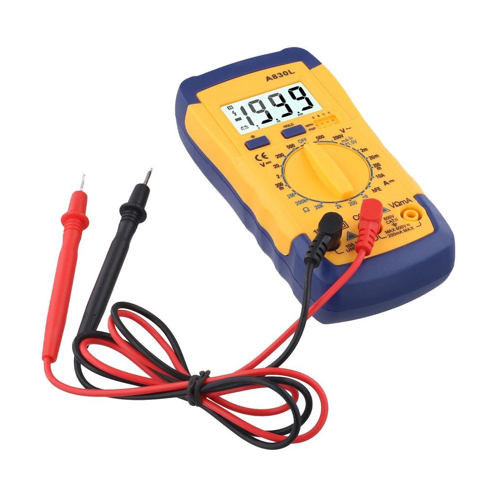 A830L LCD Multimeter with On Off Switch, Diode Test, Transistor HFE Check