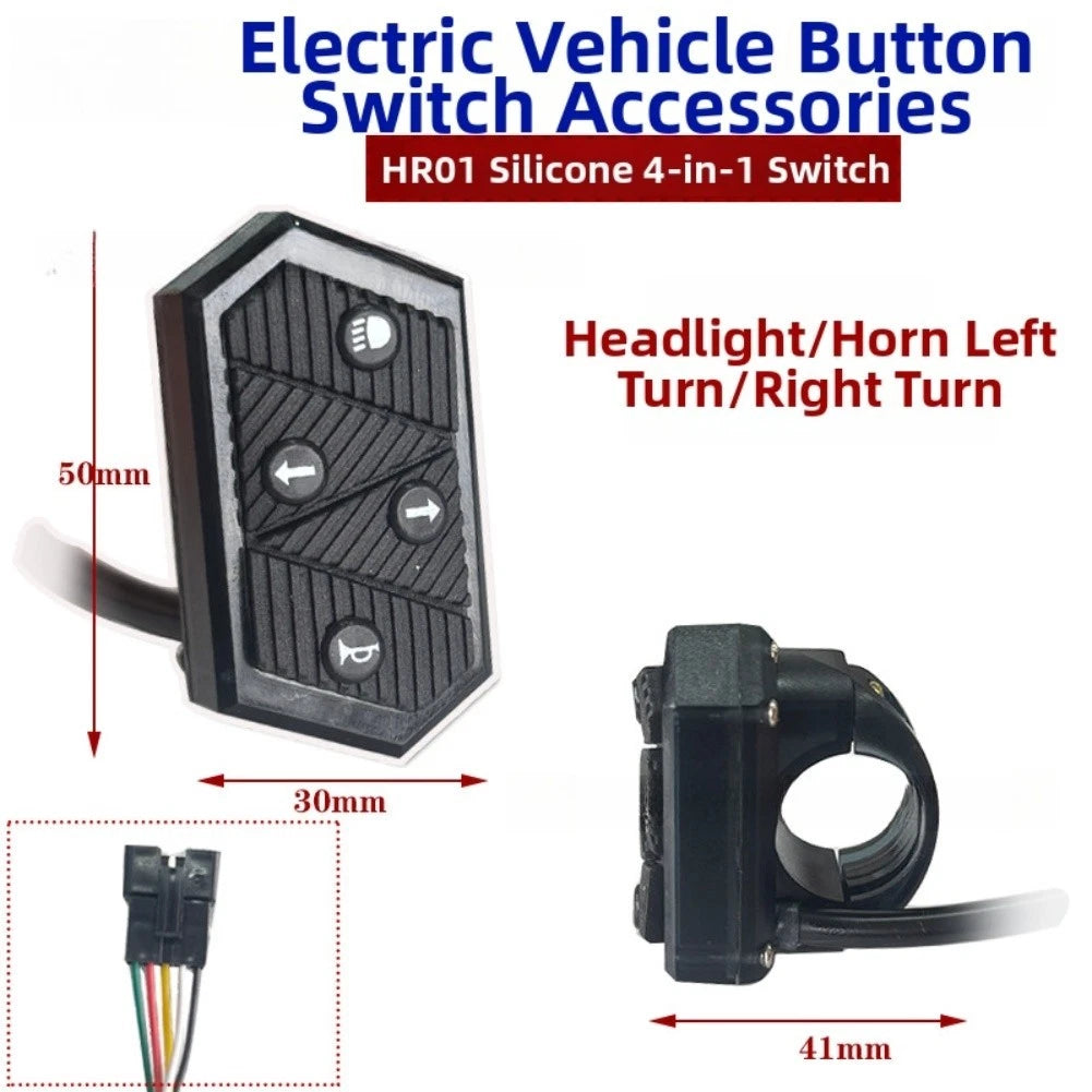 Electric Bike Handlebar Mounted Switch for Horn Lights Turn Signals