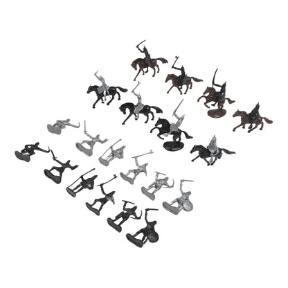 28PCS Medieval Knights Warriors Horses Soldiers Figures Model Ornament