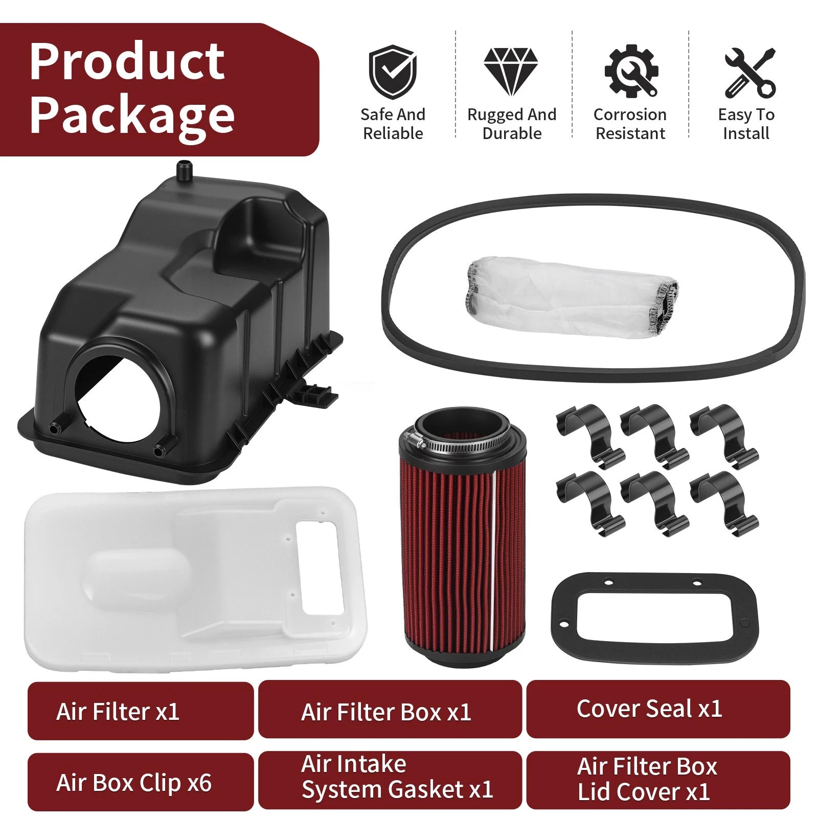 Air Filter Air Box Lid Cover Kit for Polaris Scrambler 500 4x4 (2010–2012)