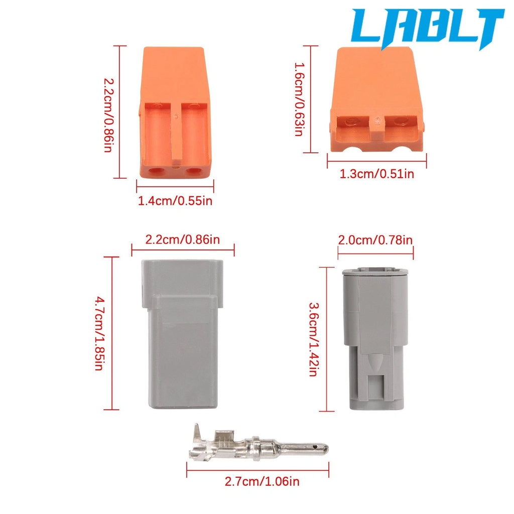 10 Pack 2 Pin DTP Connector Terminal Kits 16-12 AWG