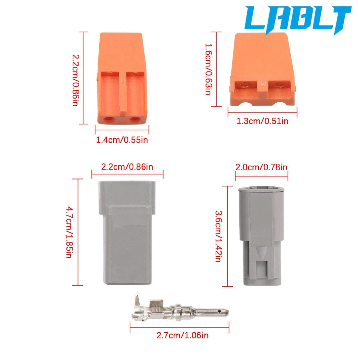 10 Pack 2 Pin DTP Connector Terminal Kits 16-12 AWG