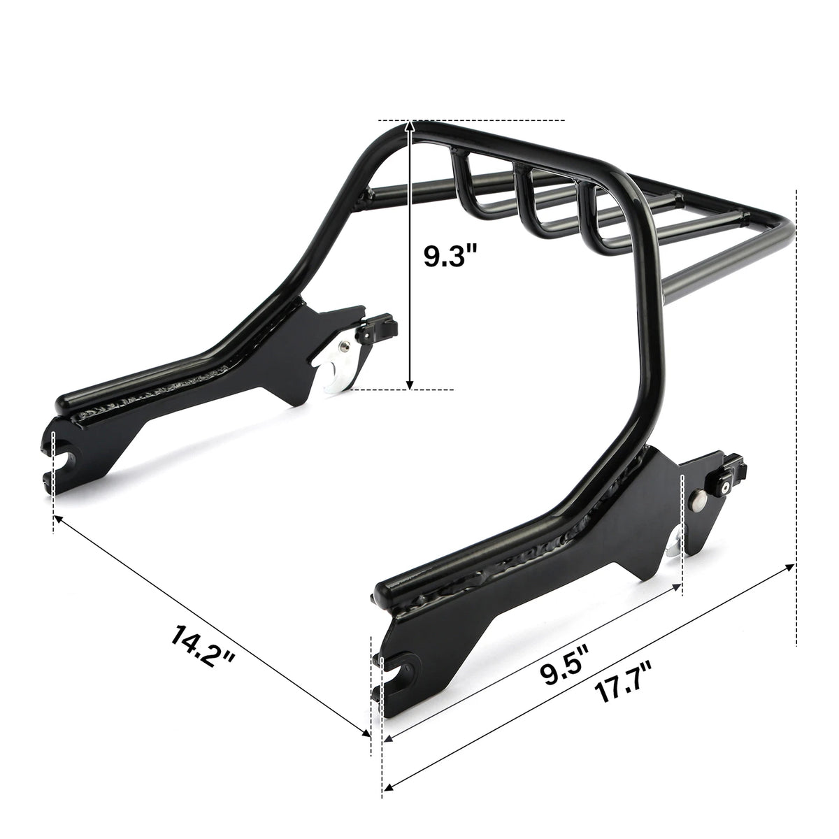2X Vivid Black Luggage Rack Mount for Harley Fat Boy Breakout (2018–2025)