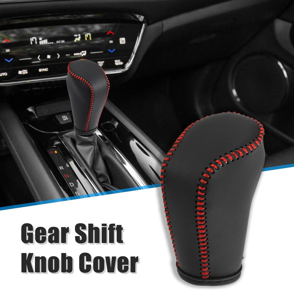 Faux Leather Gear Shift Knob Cover for Mazda 3 (2014–2018) Red Stitch
