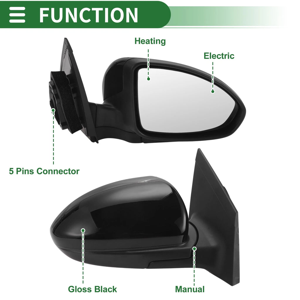 Right Passenger Side Door Mirror Replacement for Chevrolet Cruze (2011–2015)