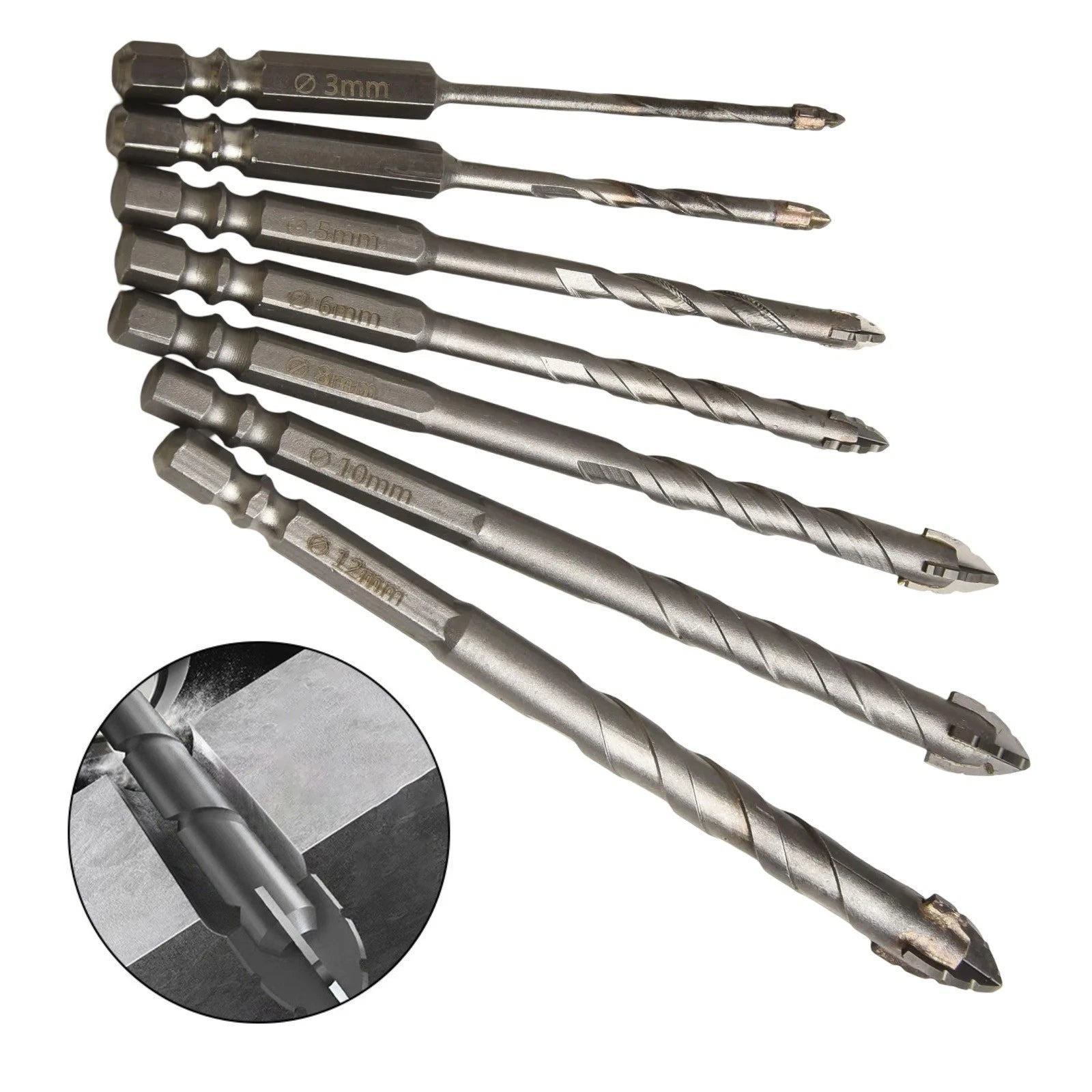 7 Piece Eccentric Drill Bit Set for Glass & Hard Surfaces