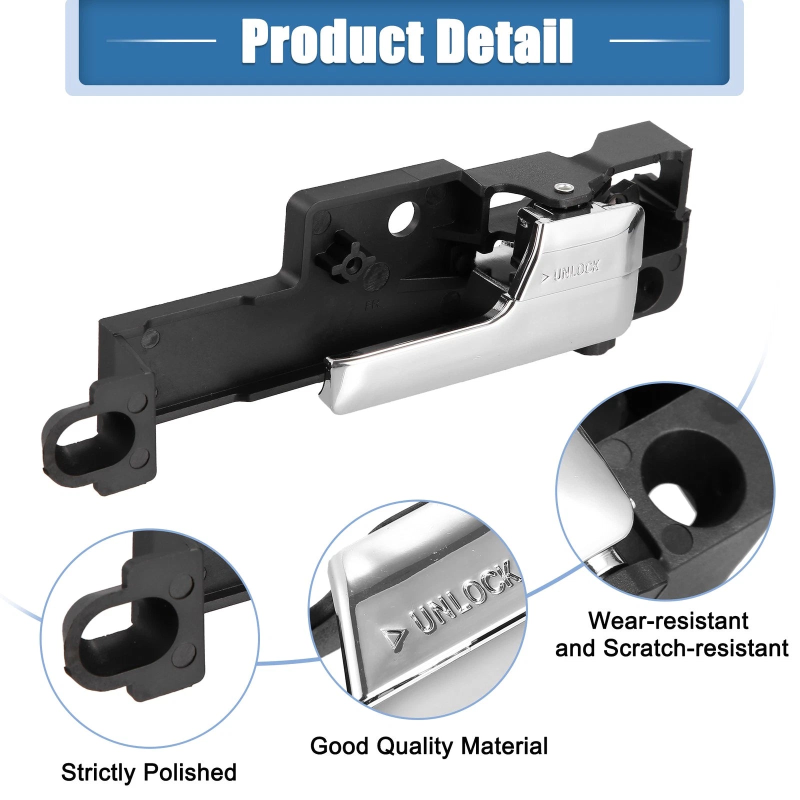 Interior Door Handle Front Pair Left Right for Ford Fusion (2013–2020)