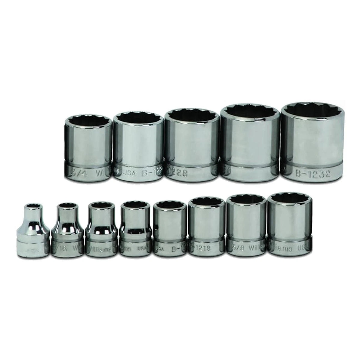 Set of 13 3/8" Drive Shallow SAE Sockets for Williams (12-Point)