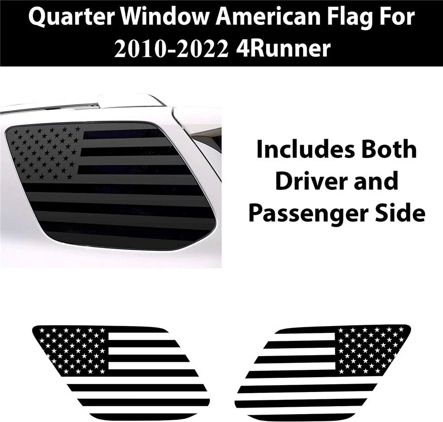2Pcs American Flag Rear Side Window Decals for Toyota 4Runner (2010–2022)