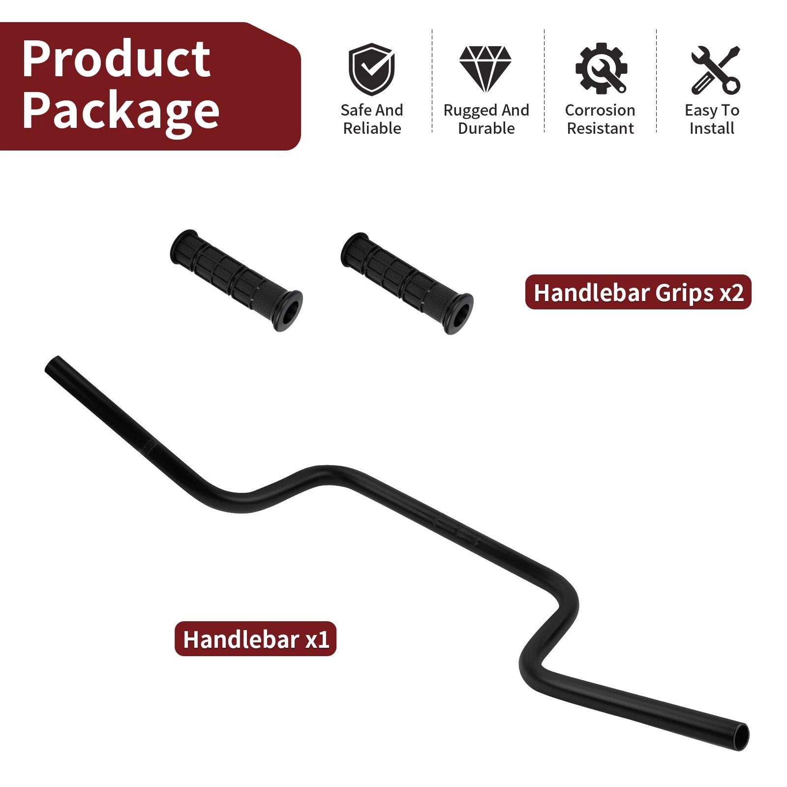 Handlebar with Grips for Polaris Sportsman 400 4x4 HO (2000–2007) 5244581-067 5413578-070