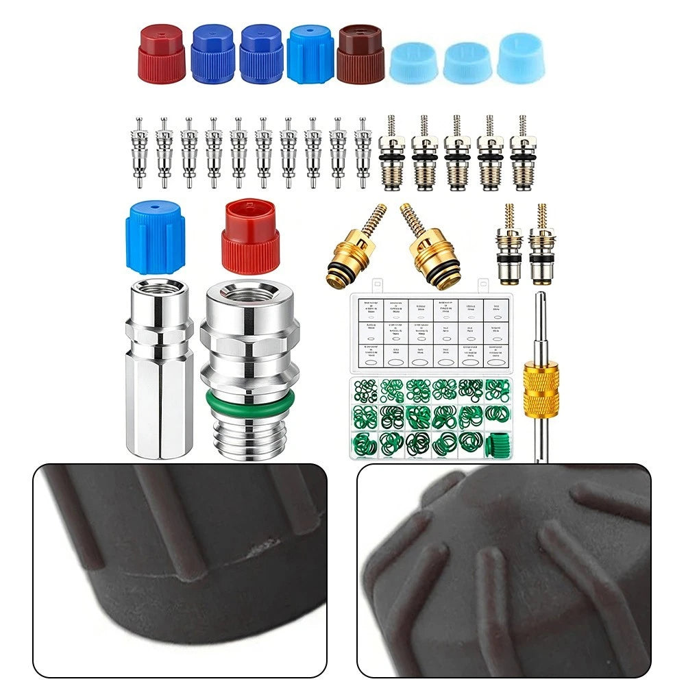 Copper AC Valve Core Kit 302pcs Includes 18 O Ring Sizes 4 Core Styles