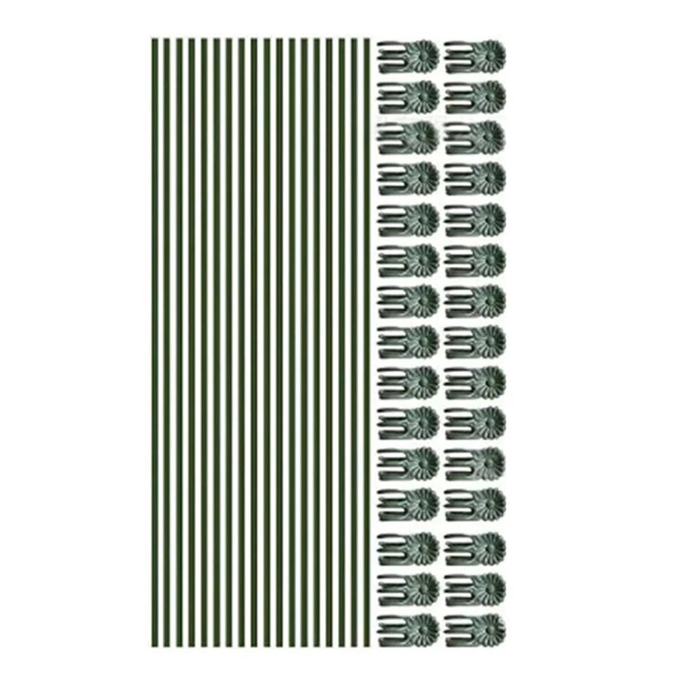 50 Plastic Plant Stakes and Orchid Clips for Plant Growth Support