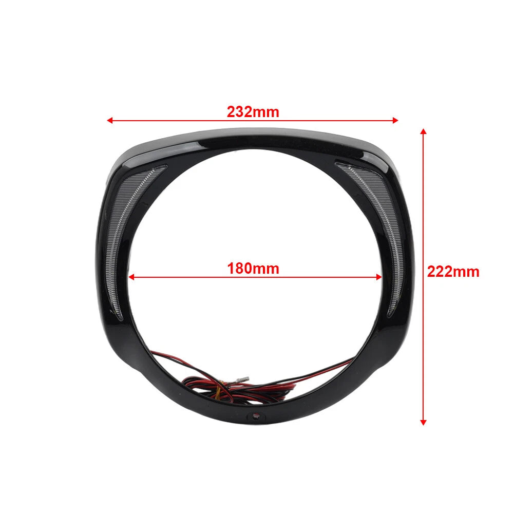 LED Headlight Bezel Visor Trim Ring for Harley Touring Street Glide (2014–2023) Chrome