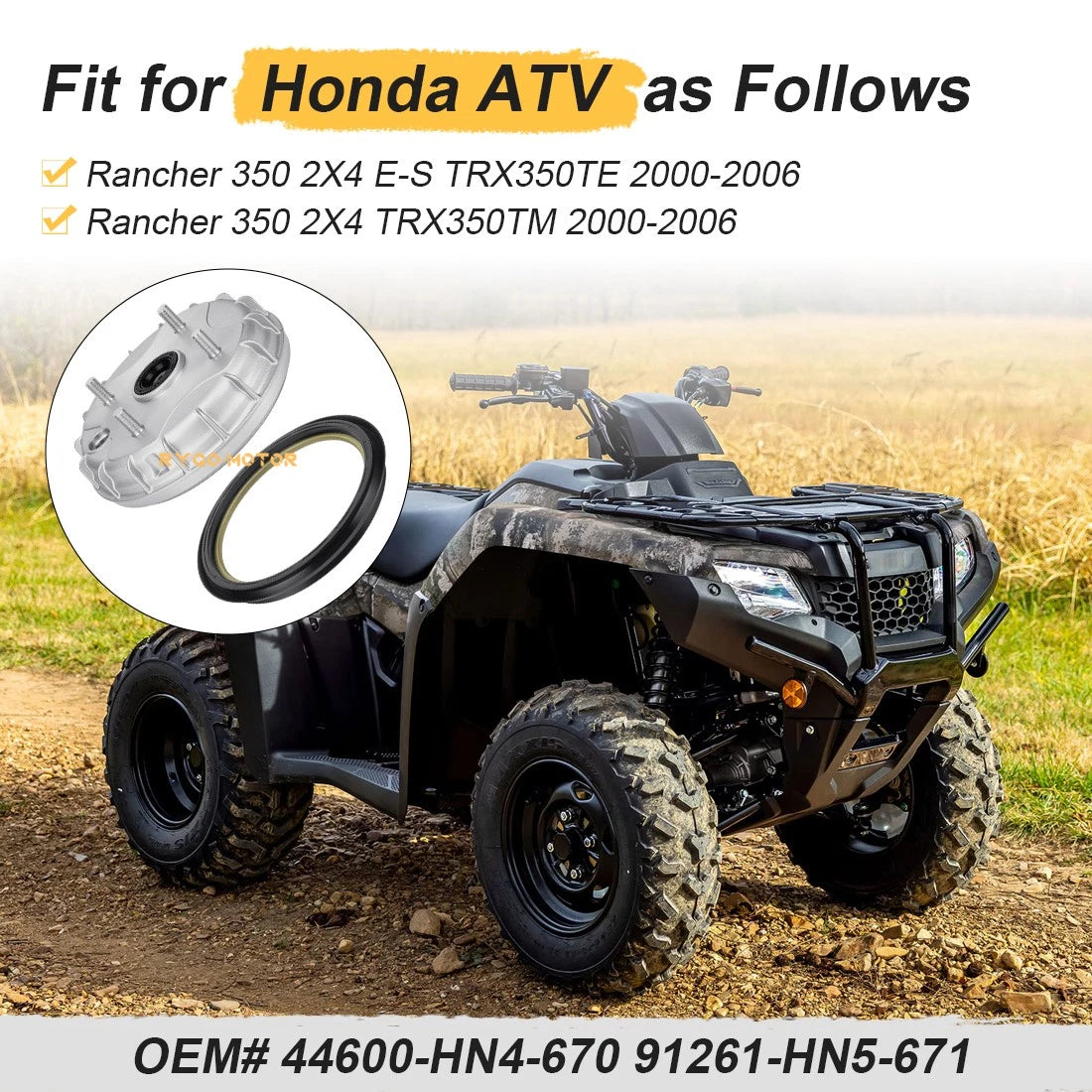 Front Brake Drum with Seal for Honda Rancher 350 TRX350TE (2000–2006)