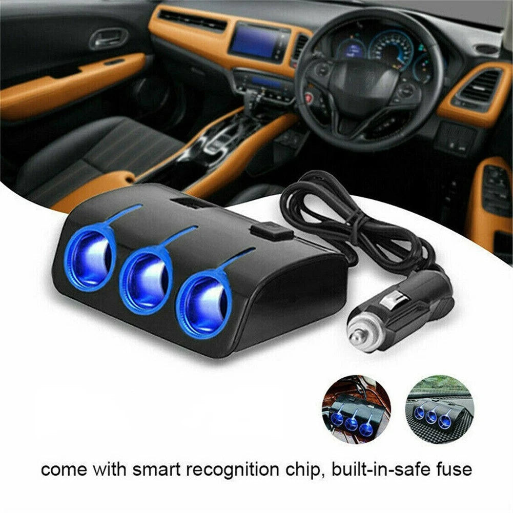 USB Car Charger Socket Splitter with Cable for Universal Use (1 Piece)