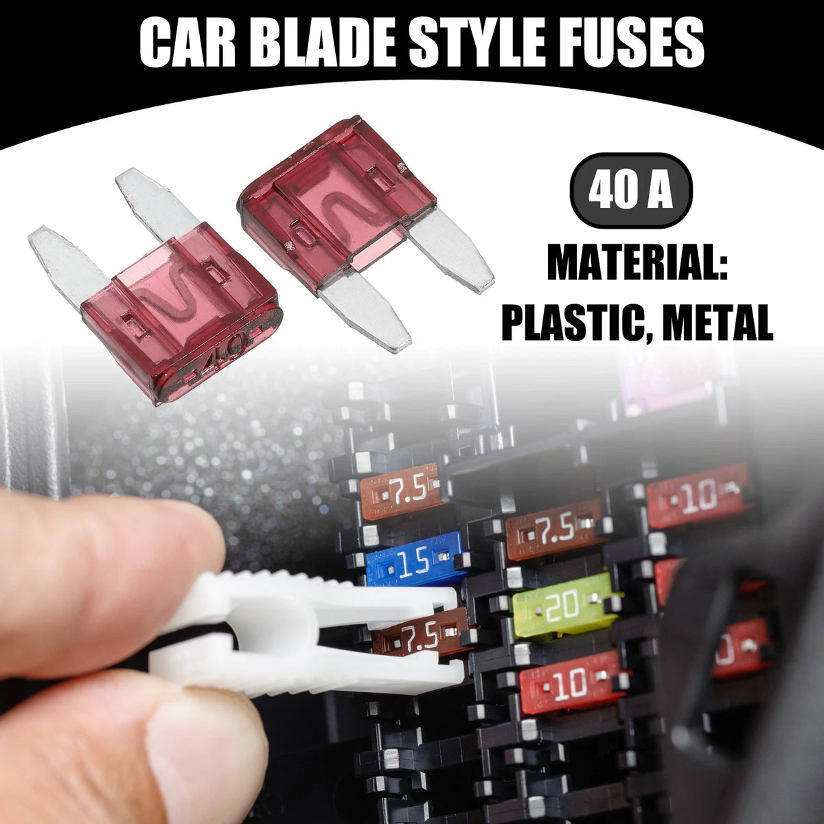 50 Pcs Mini 40AMP APM/ATM Blade Fuses for Universal Vehicles (All Years)