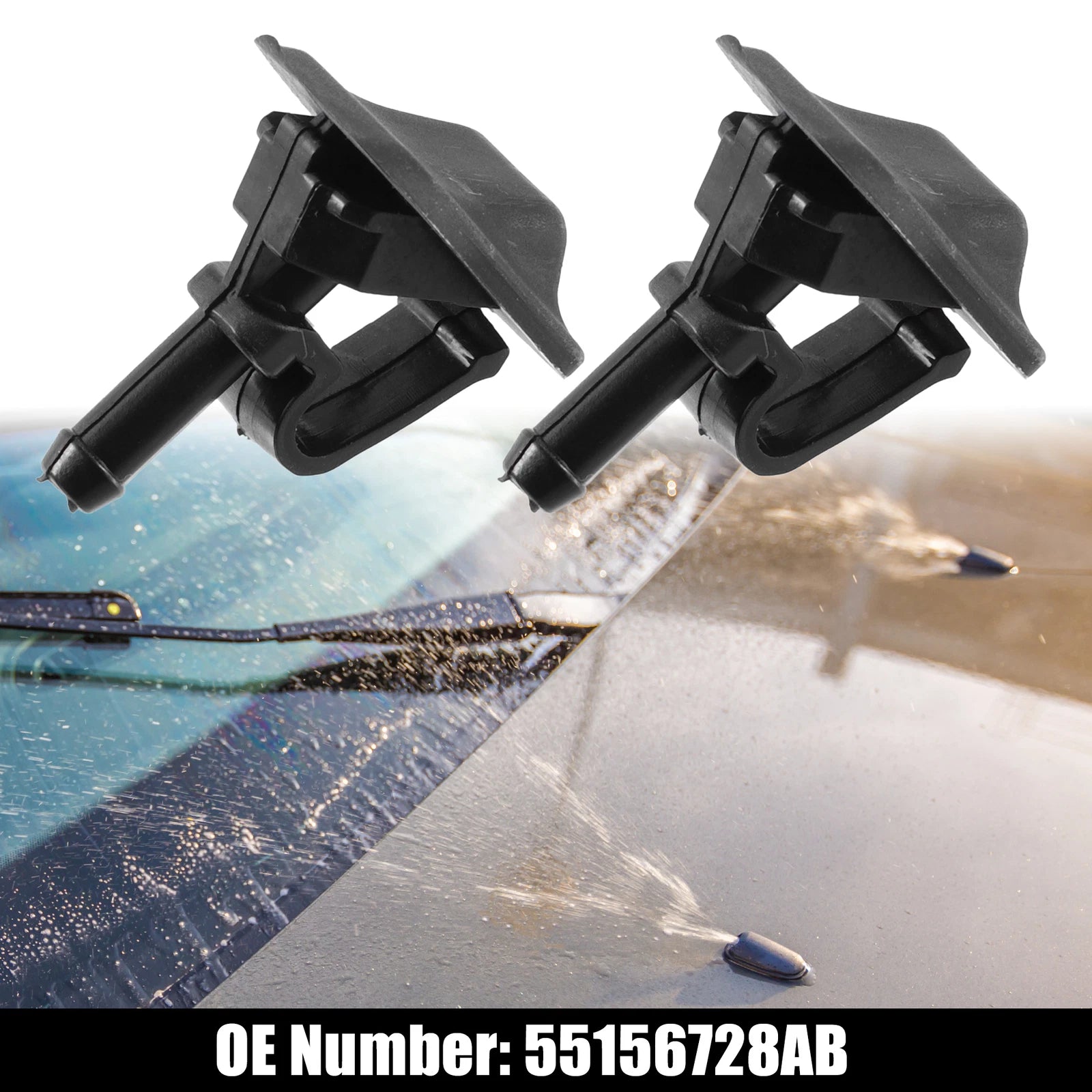 2X Front Windshield Washer Nozzle Wiper Spray Jet for Jeep Wrangler (2002–2012)