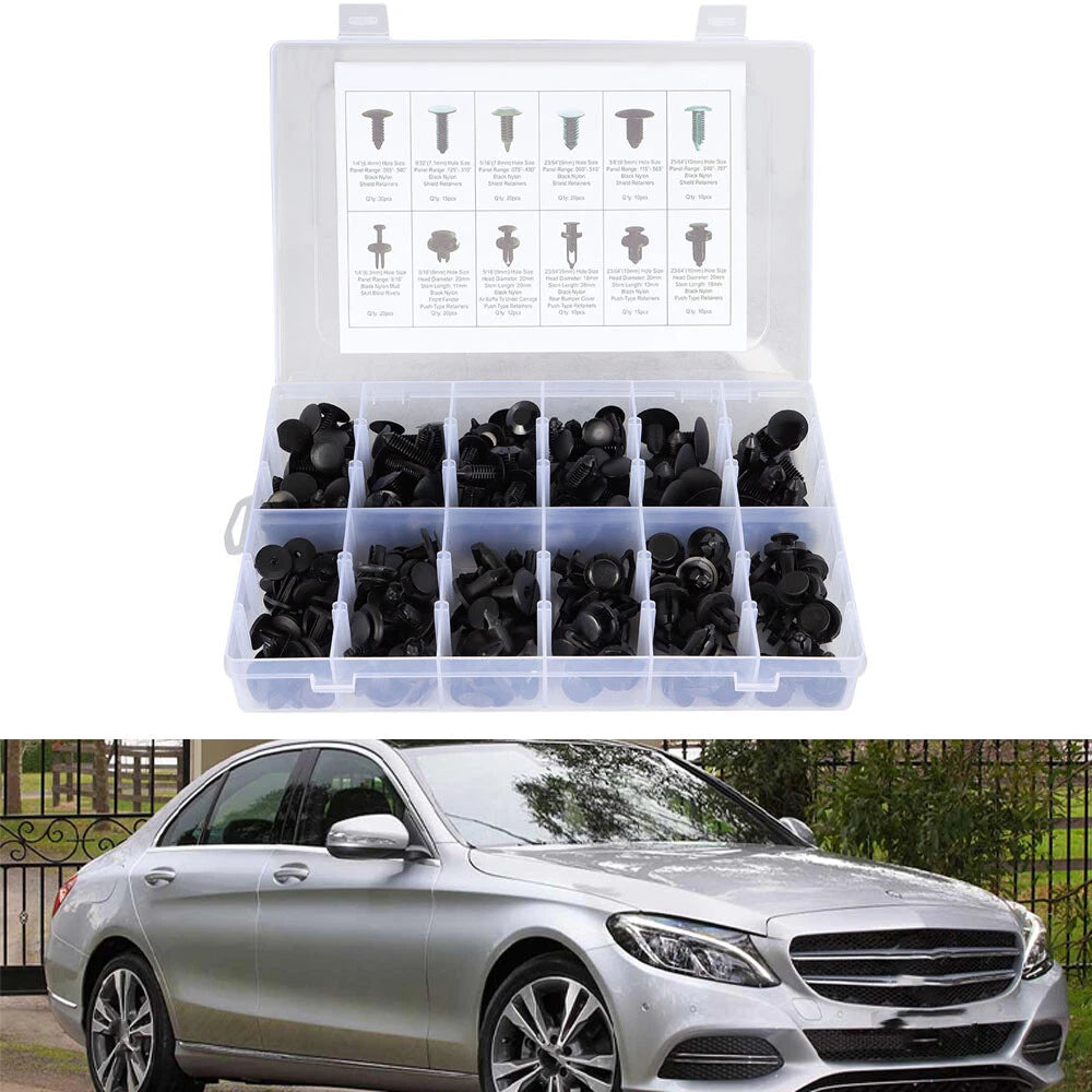 192Pcs Nylon Shield Pin Rivet Fasteners for Universal Vehicles (All Years)