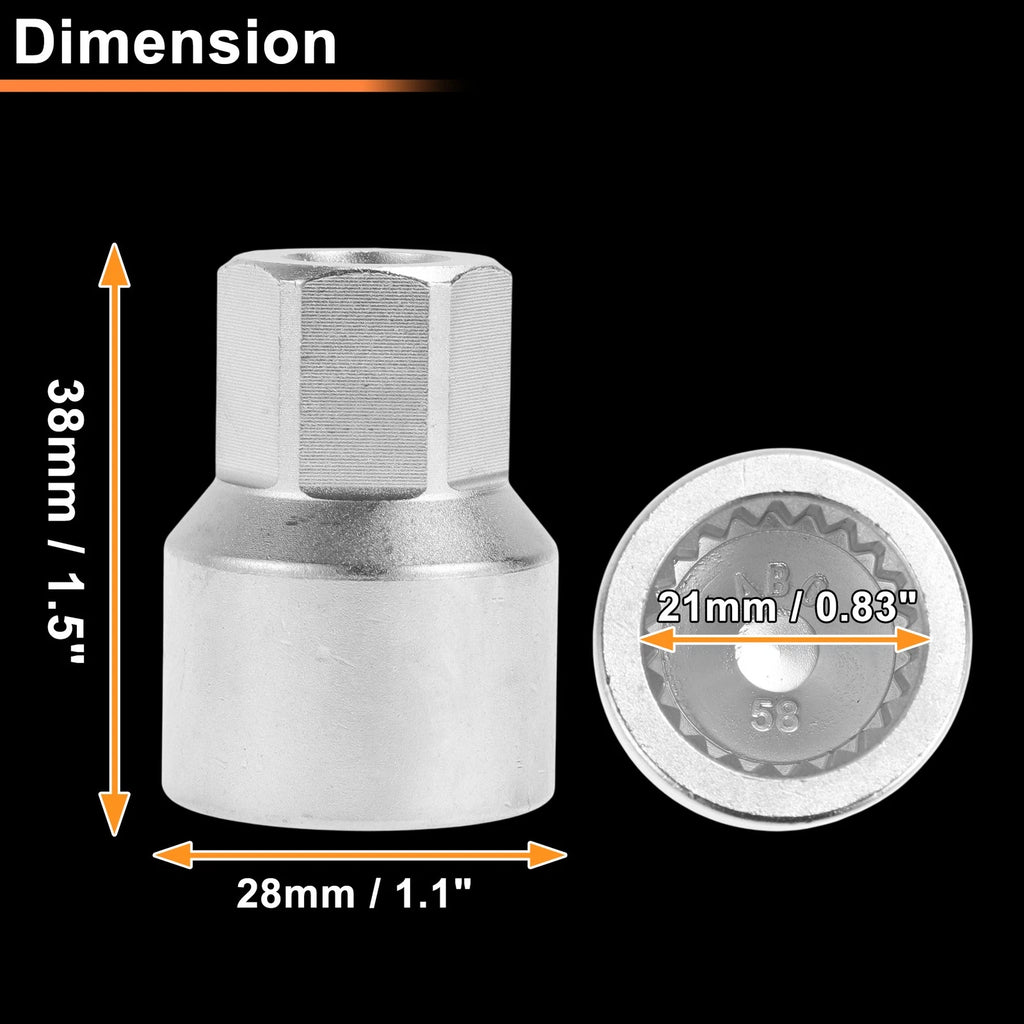 Wheel Lock Lug Nut for VW Touareg (2004–2018) - ABC58/22Pt, Key Socket Tool