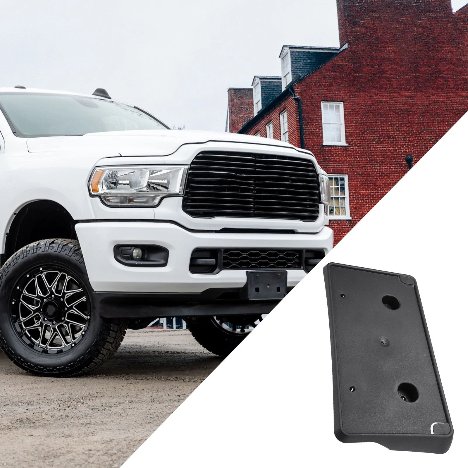 License Plate Frame Bracket for Dodge Ram (2013–2022) Durable Black Plastic