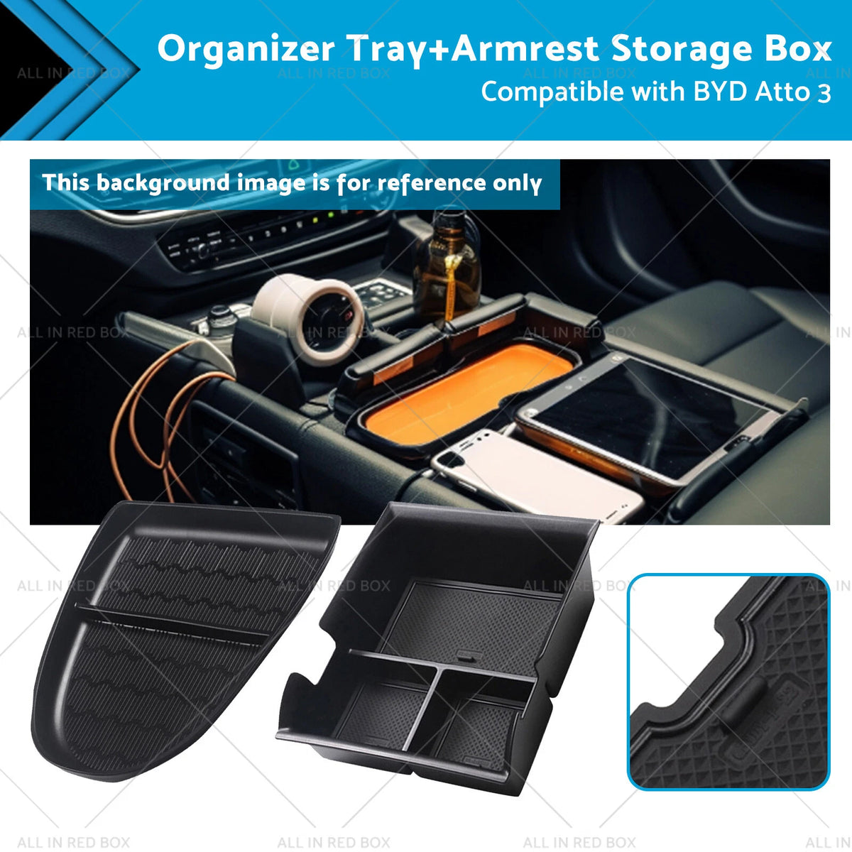 Armrest Storage Box + Organizer Tray for BYD Atto 3 (2022–2023)