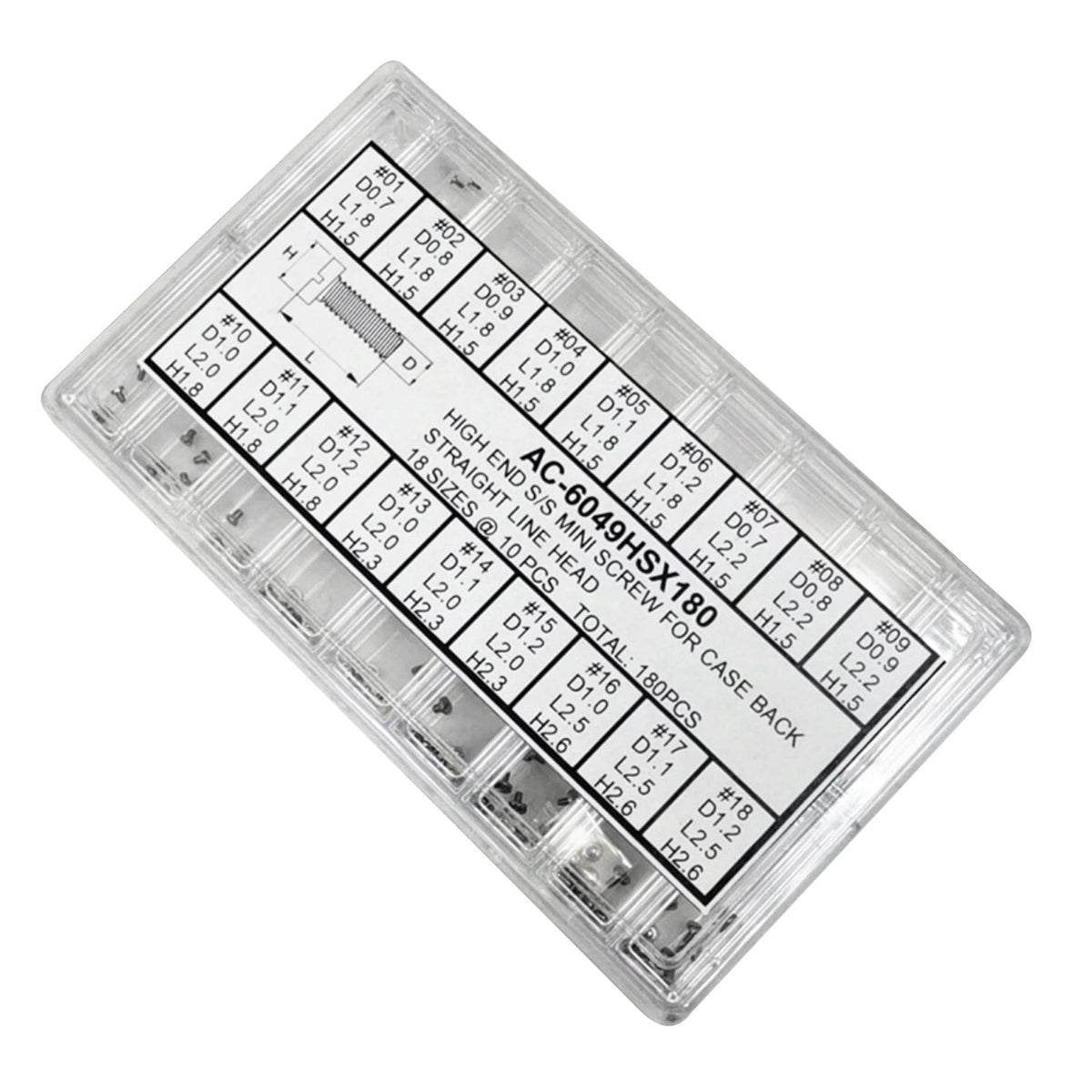 18 Size Stainless Steel Screws for Watch Back Case Repair Tool