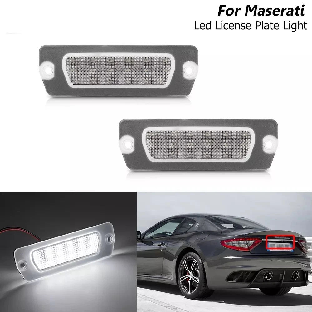 Pair of LED License Plate Lights for Maserati GranTurismo GranCabrio (2007–2019)