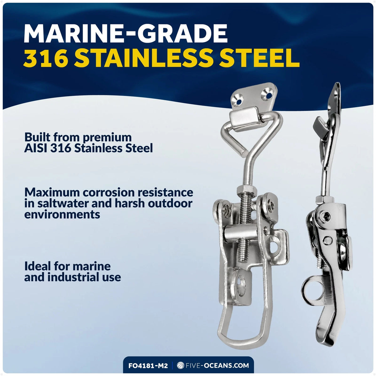 Set of 2 Anti-Rattle Latch Fasteners for Marine Locker Hatch (FO4181-M2)