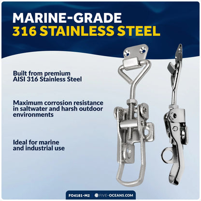 Set of 2 Anti-Rattle Latch Fasteners for Marine Locker Hatch (FO4181-M2)